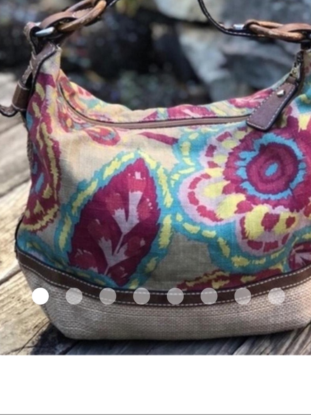 2008 fossil purse y2k Floral Multicolor Canvas Hobo Bag